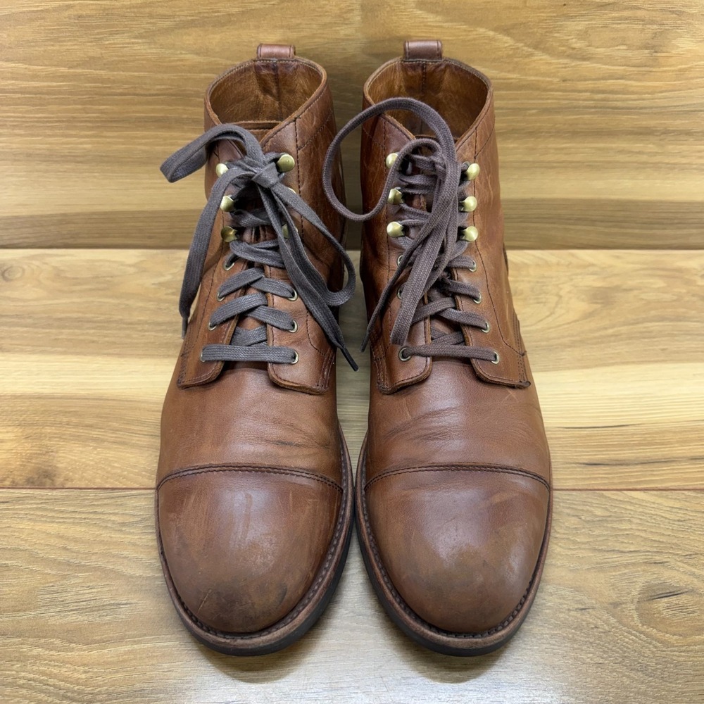 J Crew Kenton Cap Toe Boots Mens 9.5 M Brown Leather Business Casual Old Money - Picture 5 of 12